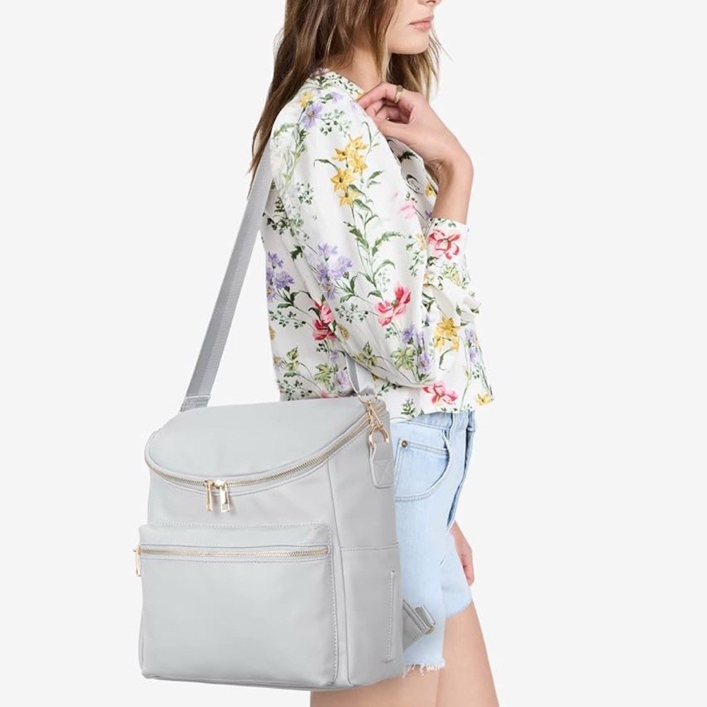 Diaper Bag Backpack – Gray / Faux Leather Diaper Backpack | New With Tags - Picture 7 of 8
